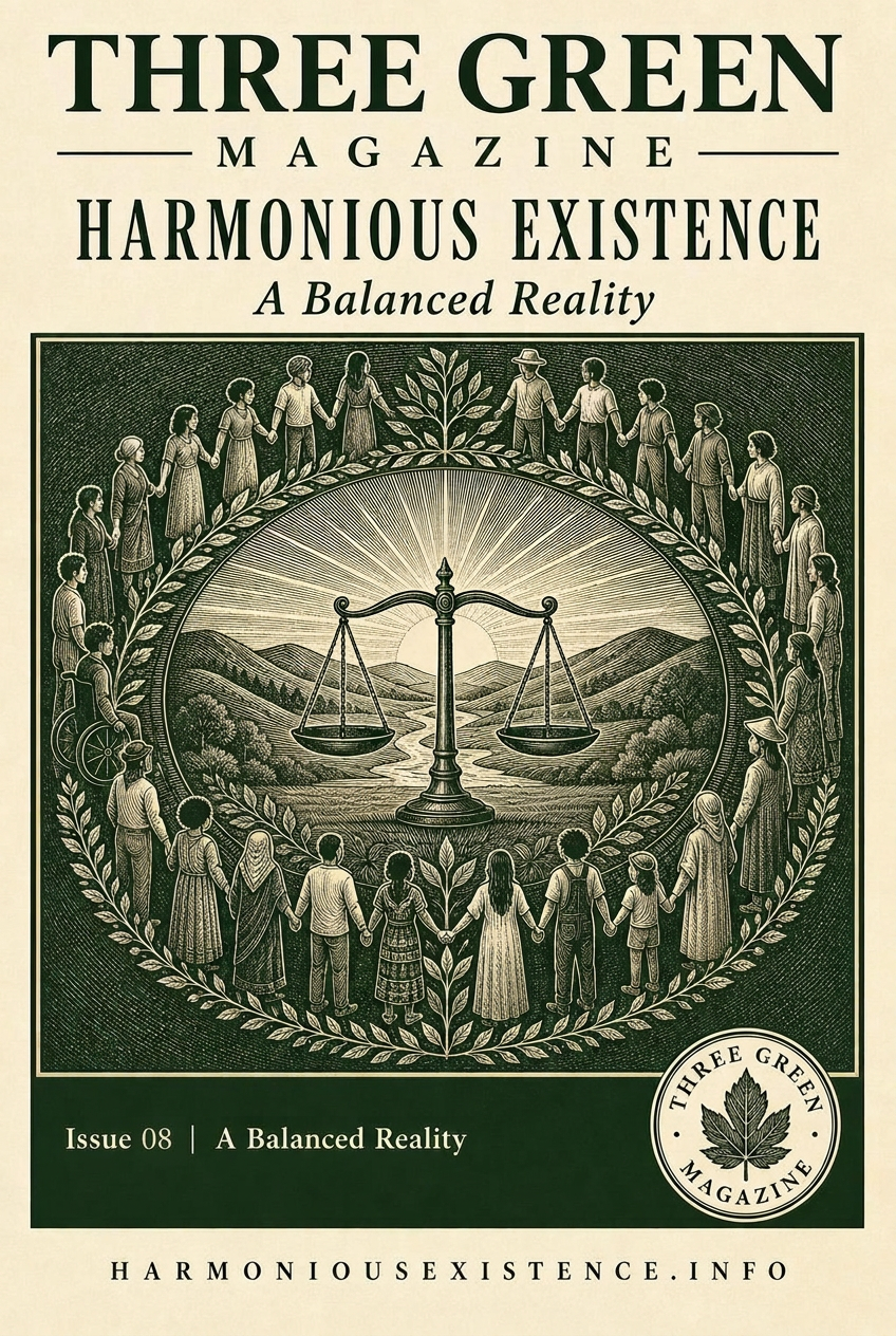 Three Green Magazine Issue 08 cover — Harmonious Existence