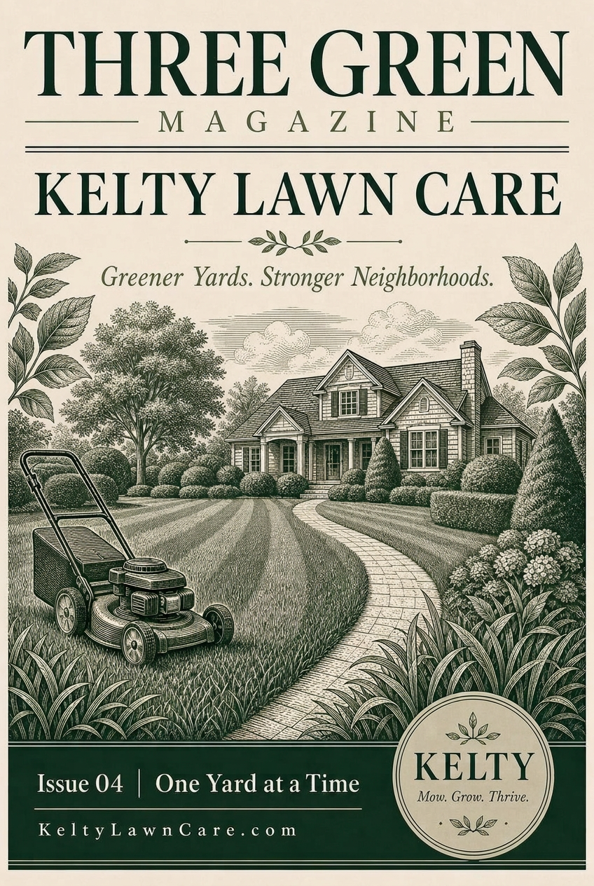 Three Green Magazine Issue 04 cover — Kelty Lawn Care
